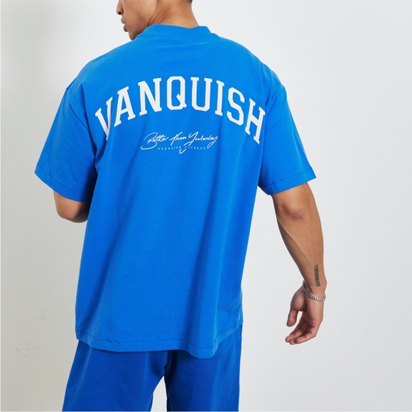 NWOT VANQUISH BETTER THAN YESTERDAY COBALT BLUE BOXY OVERSIZED T SHIRT - Picture 3 of 5